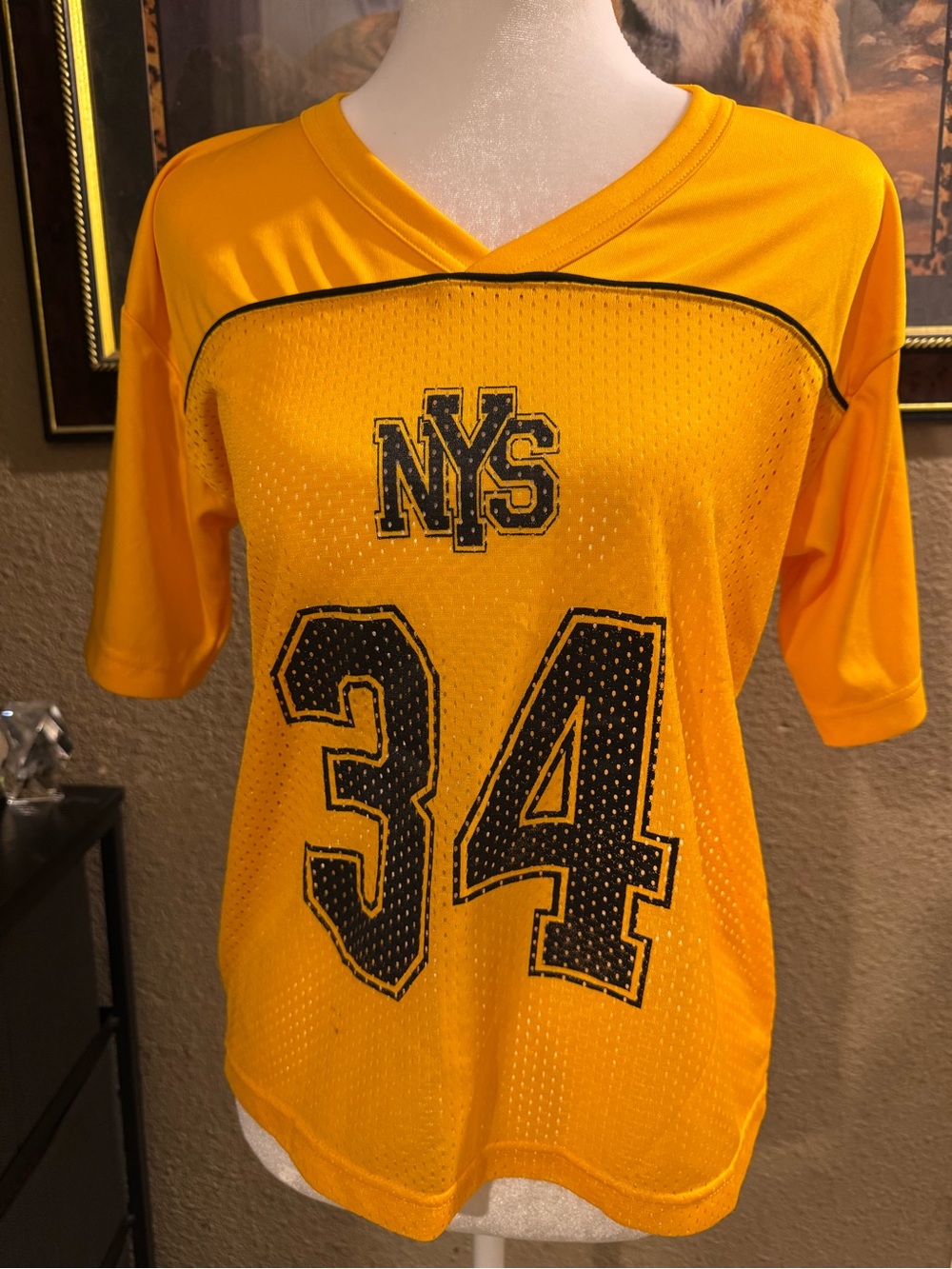 NYS women Athletic Mesh V-Neck Shirt - Yellow